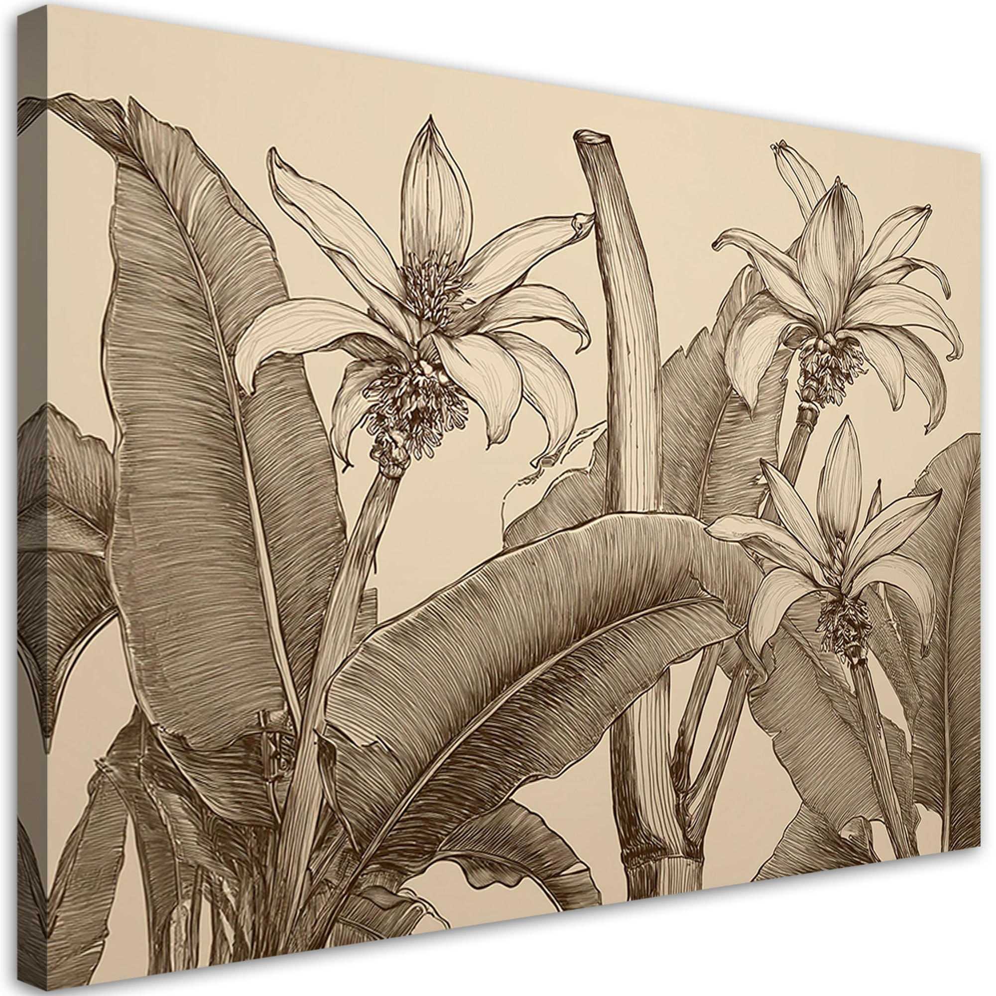 WANDBILD blumen blätter beige - Beige, Textil (60/40cm) - Feeby