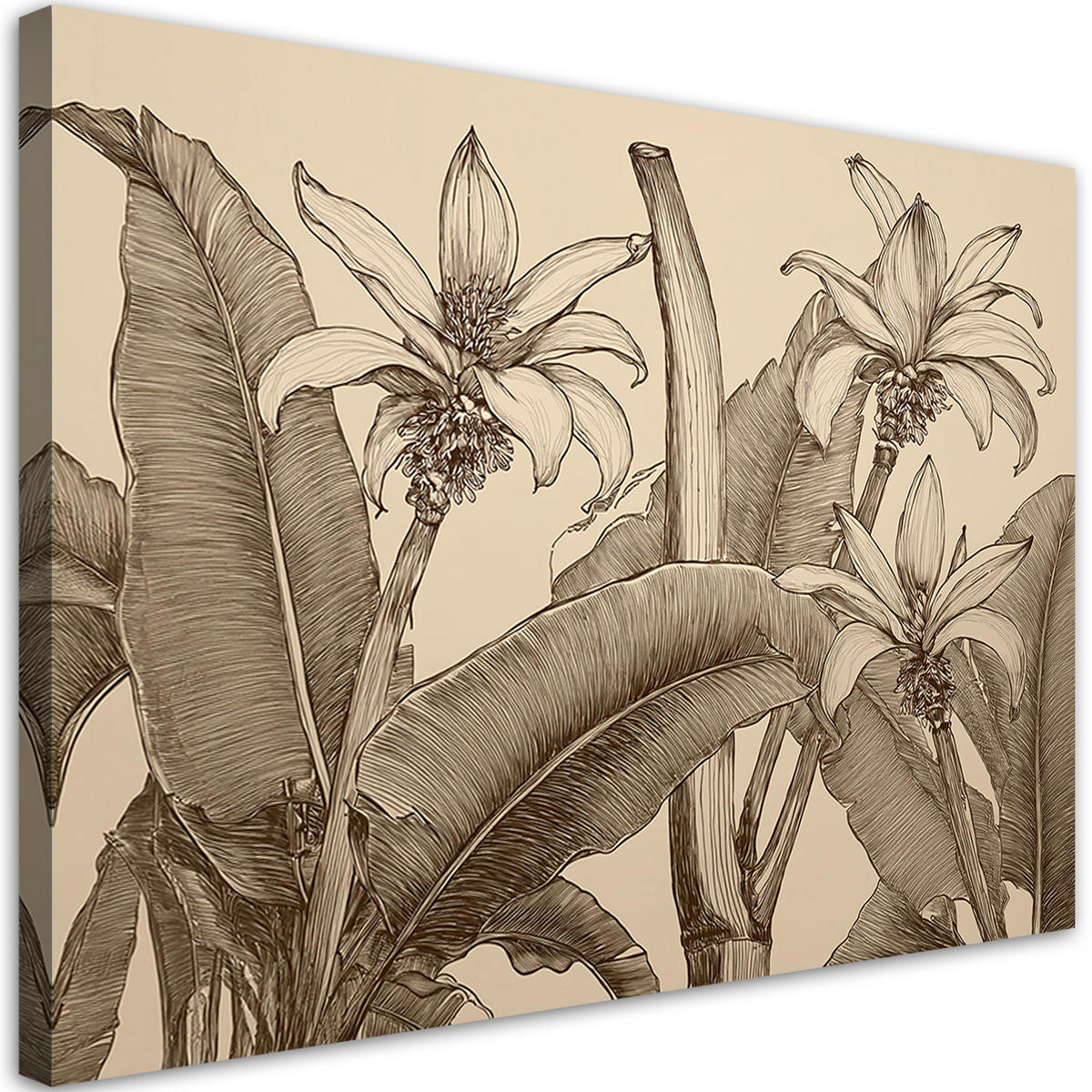 WANDBILD blumen blätter beige - Beige, Textil (60/40cm) - Feeby