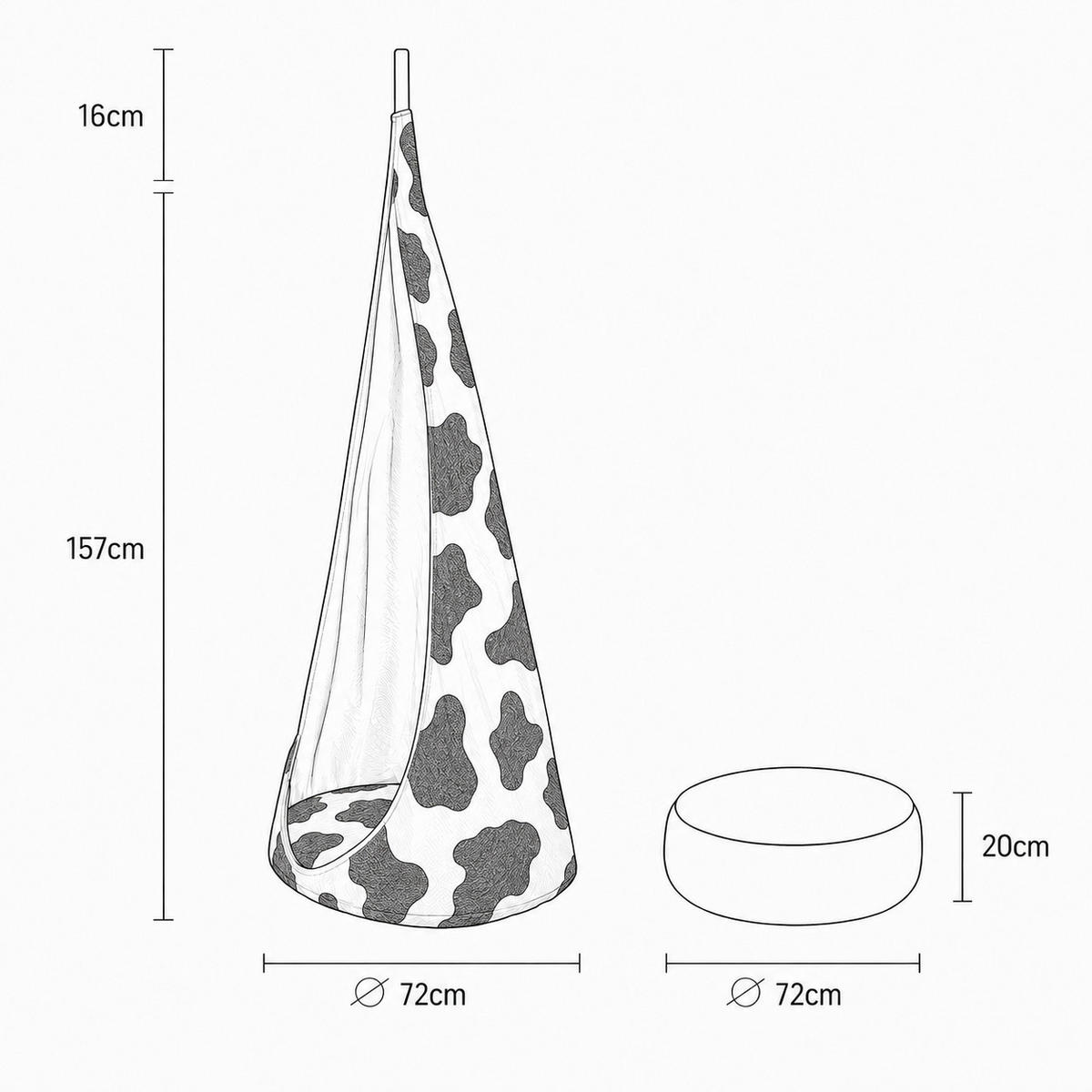 KINDER-HÄNGESESSEL Kuh – weiche Cocoon-Schaukel zum Spielen & Entspannen - Braun, Textil (72/157/72cm) - Bees & Blooms