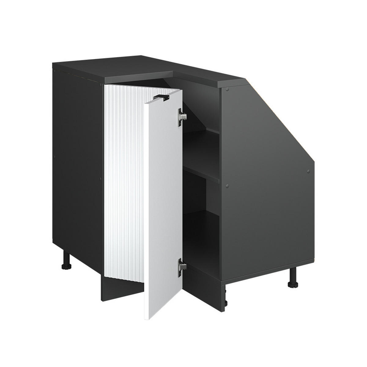 DACHSCHRÄGENSCHRANK ECKSCHRANK Rion Weiß Riffel 75.6 x 81.6 cm mit 1 Tür - Weiß, Holzwerkstoff (75.6/81.6/46cm) - Vicco