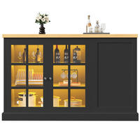BARTISCH KLAPPBAR LED Weinregal Schublade USB - Schwarz, Holzwerkstoff (120/90/70cm) - FLIEKS
