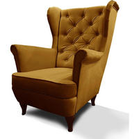 CHESTERFIELD-SESSEL Falco gelb mit Holzbeinen - Wengefarben/Gelb, Holz/Textil (82/102/92cm) - Beautysofa