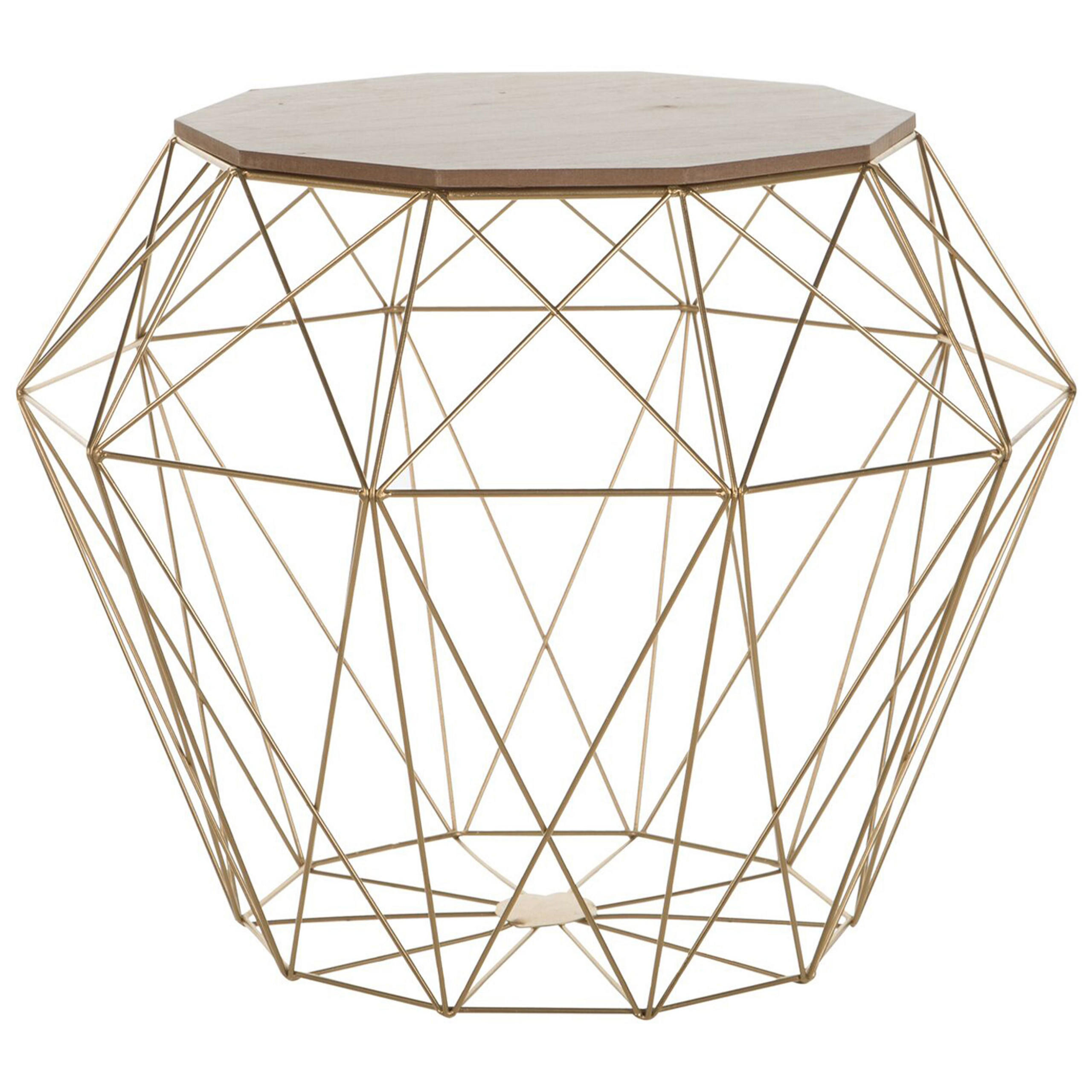 BEISTELLTISCH heller Holzfarbton/gold Zehneck Elida - Hellbraun/Goldfarben, Holzwerkstoff (43/43/38cm) - Beliani