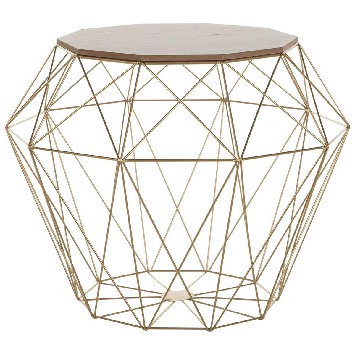 BEISTELLTISCH heller Holzfarbton/gold Zehneck Elida - Hellbraun/Goldfarben, Holzwerkstoff (43/43/38cm) - Beliani