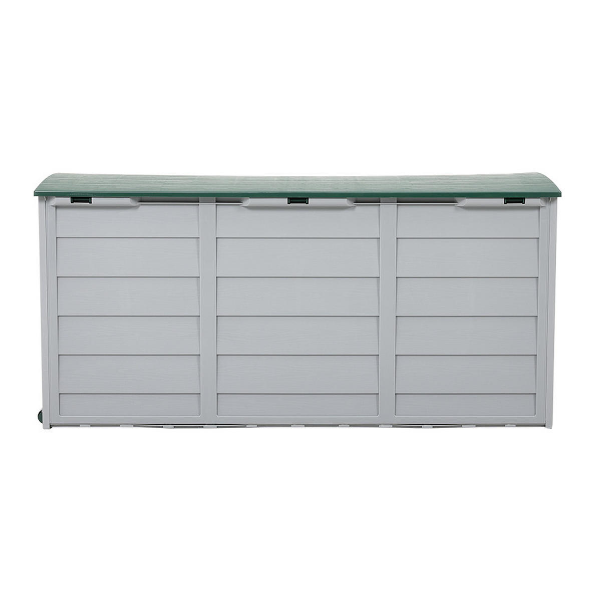 GARTENBOX 290L aus PP Kunststoff in Grün+Hellgrau mit Rollen, Modell Robuste Konstruktio 112 cm B x 49 cm T x 54 cm H - Grün, Kunststoff (112/54/49cm) - Livingandhome