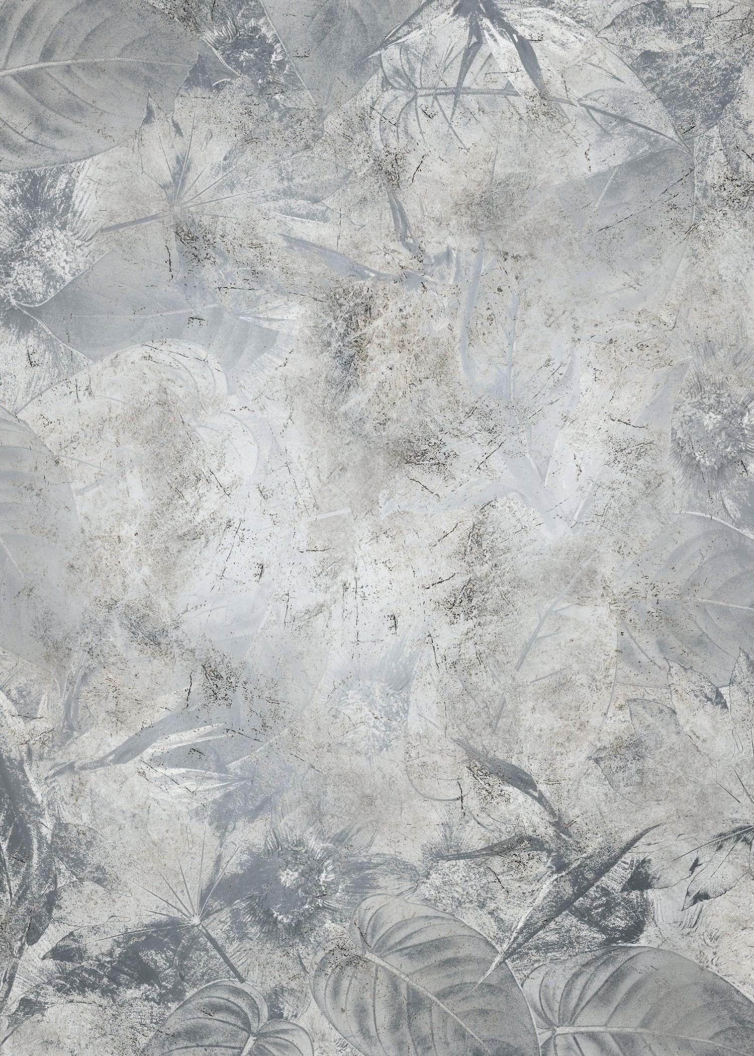 FOTOTAPETE Blätter 200 x 280 cm - Grau, Papier (200/280cm) - Sanders & Sanders