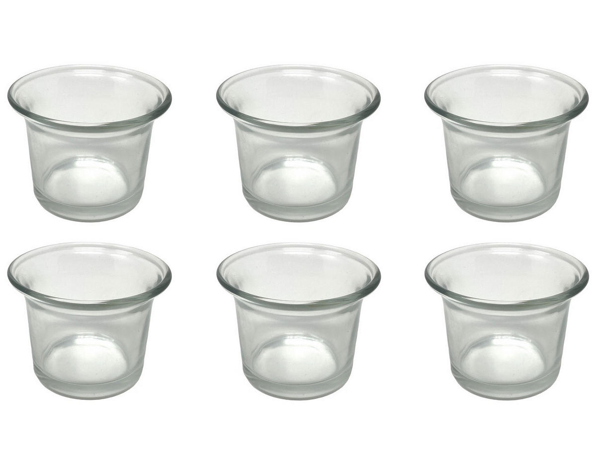 TEELICHTGLÄSER 6-er Set geschwungen 4,5 cm hoch - Transparent, Glas (4.5cm) - DanDiBo