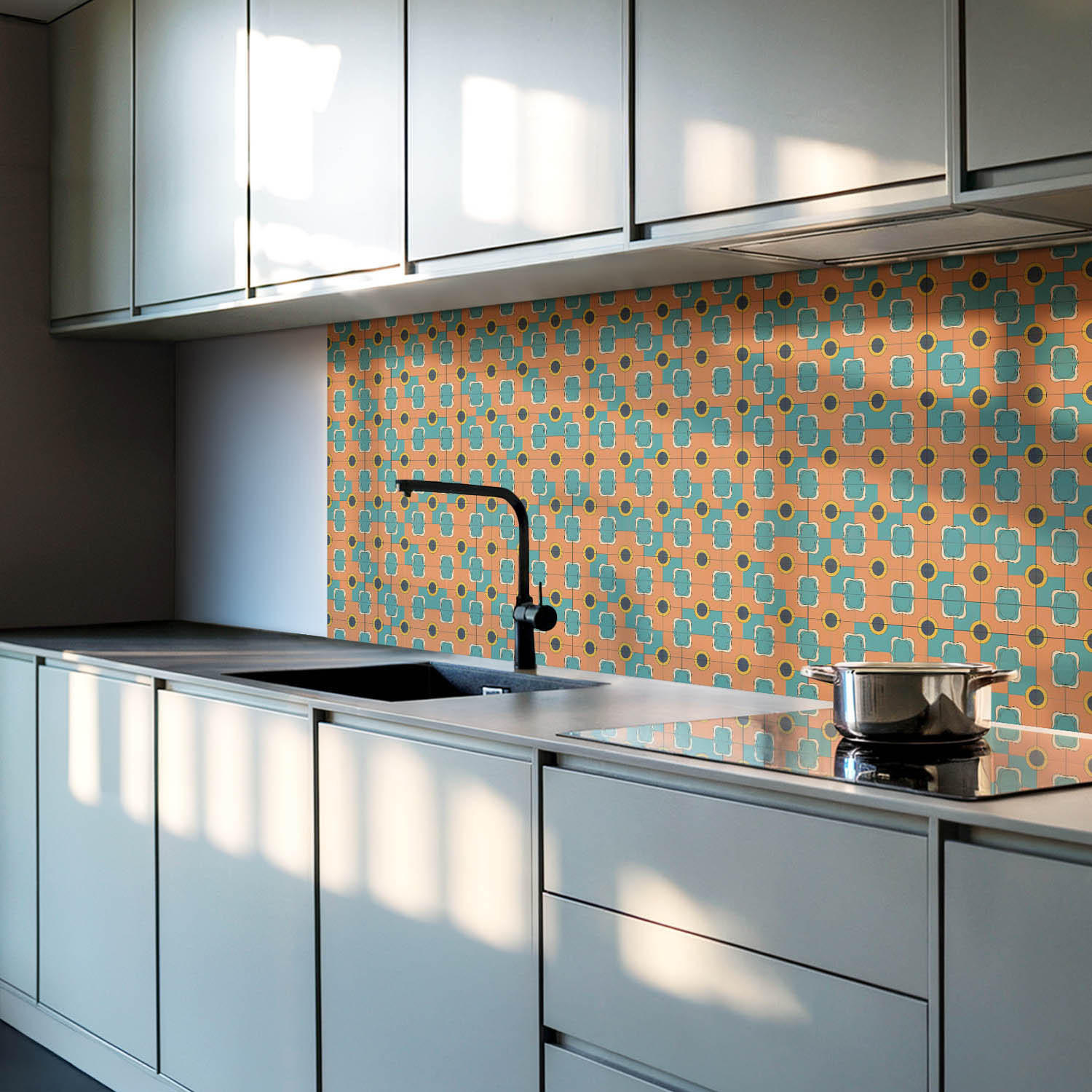 WANDPANEEL 9 Stück 30x30 cm selbstklebend Retrovia - Dunkelorange, Kunststoff (30/1.6/30cm) - Wallfluent