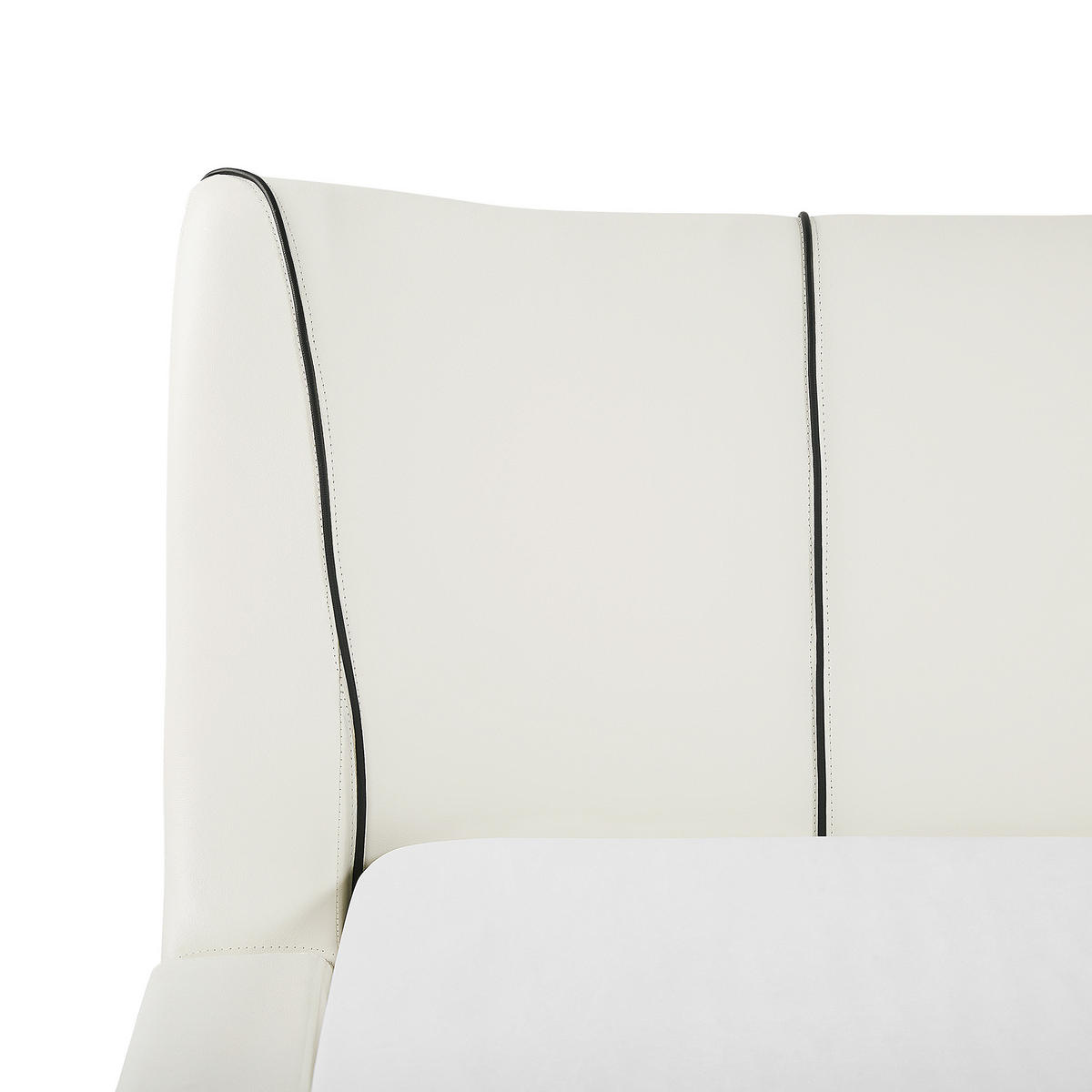 LEDERBETT 140/200cm Cremeweiß Nantes - Creme, Leder (140/200cm) - Beliani
