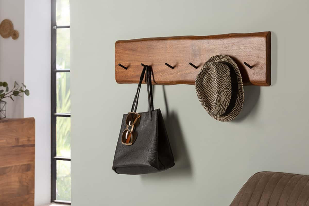 WANDGARDEROBE MAMMUT Akazie Braun 80cm - Schwarz/Braun, Holz/Metall (80/22/9cm) - riess-ambiente