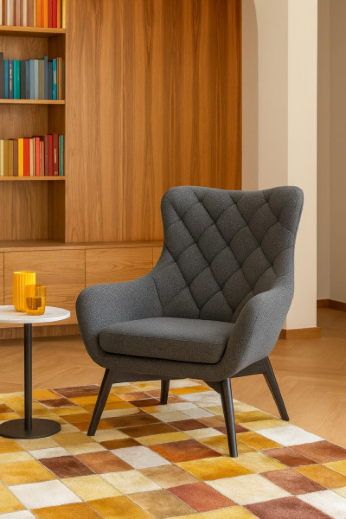 SESSEL Grau LISA CARO Auf Holzbeinen - Grau, Textil (88/108/88cm) - Sepro Meble