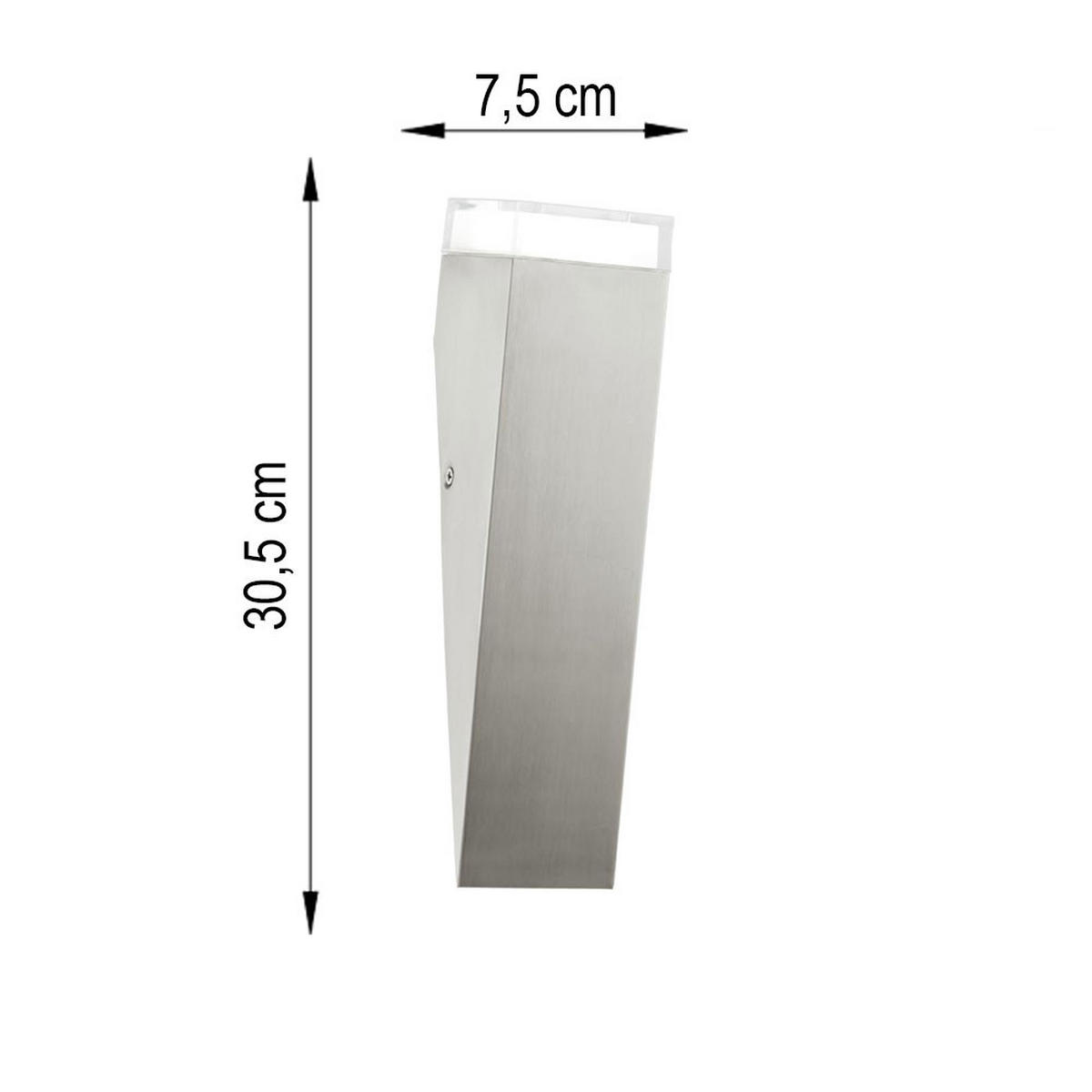 LED AUSSEN-WANDLEUCHTE Edelstahl Silber 3er Set - Silberfarben, Metall (7.5/30.5/8.5cm)