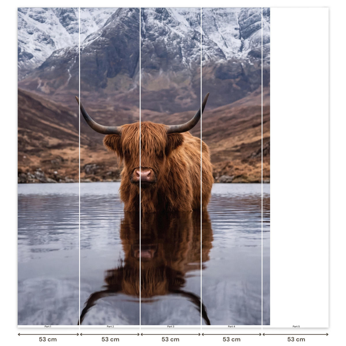 TAPETE - Schottischer Hochländer - Braun - Wasser - 220x260 cm - Braun, Papier (220/260cm) - OnlyWow