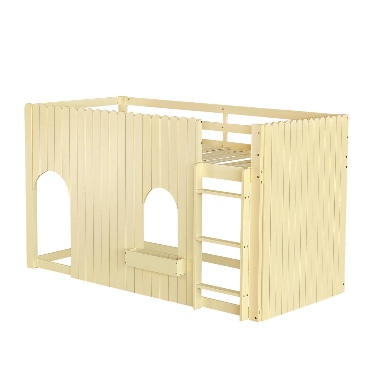 HOCHBETT 90x200 cm in Natur mit LED-Beleuchtung, Leiter und Ablagefächern - Naturfarben, Holz (90/200cm) - IVMEU