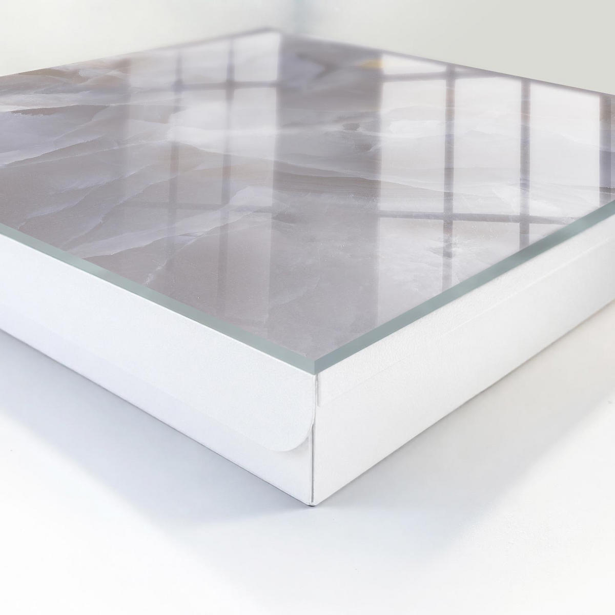 SCHLÜSSELBOX Weiß 30x30 cm – Türöffnung nach rechts - Graue Eleganz - Grau, Metall (30/30/5cm) - TULUP