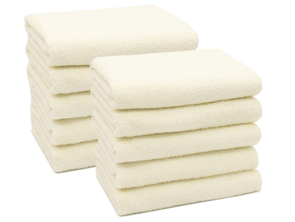 HANDTÜCHER, 10er-Set, 50x100 cm, 100% Baumwolle, Weiß - Creme, Textil (50/100cm) - Zollner