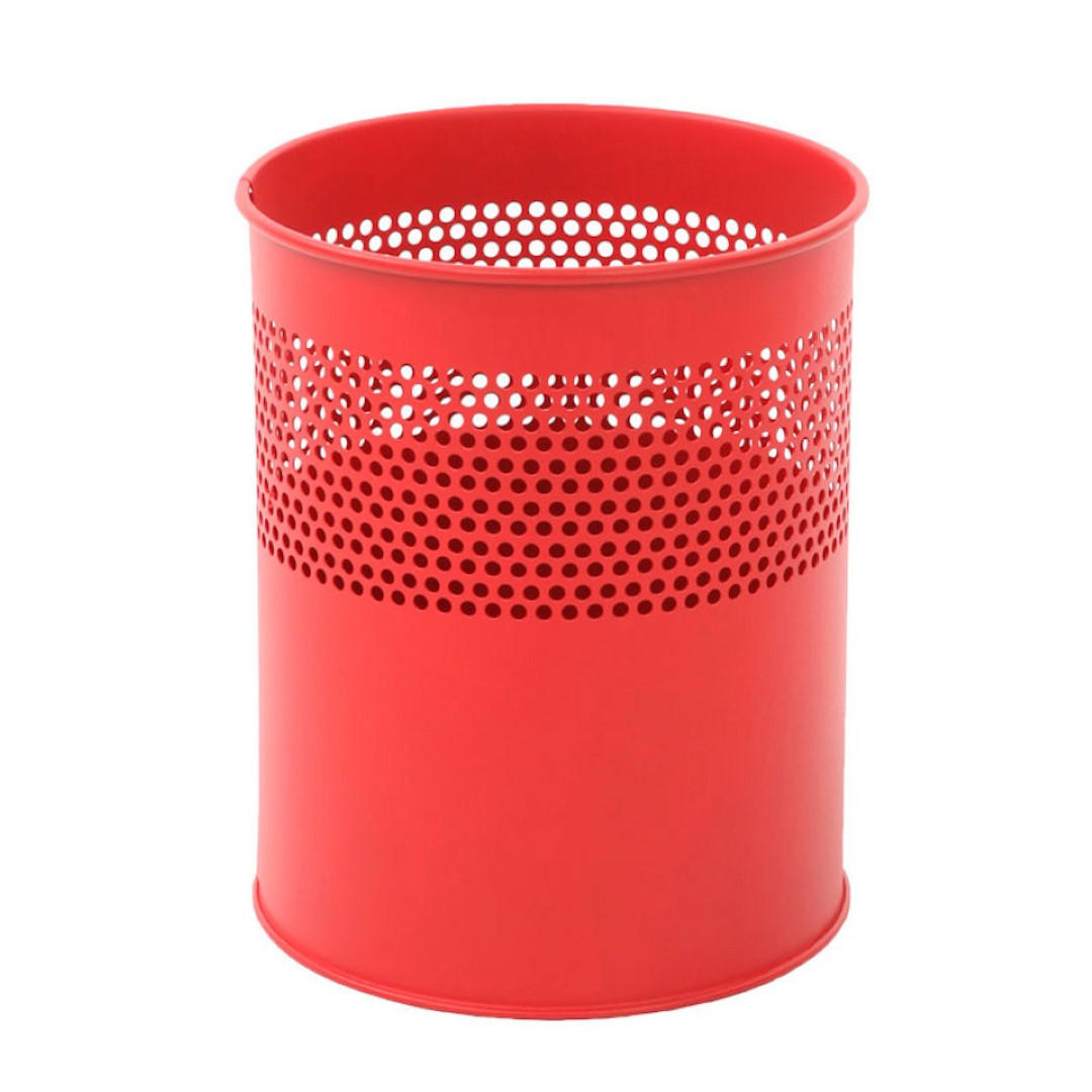PAPIERKORB rund halbperfortiert Aus Metall 10 Liter 27,5 x 23,5 cm Rot - Rot, Metall (23.5/27.5/23.5cm) - PROREGAL