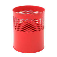 PAPIERKORB rund halbperfortiert Aus Metall 10 Liter 27,5 x 23,5 cm Rot - Rot, Metall (23.5/27.5/23.5cm) - PROREGAL