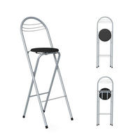 BARHOCKER Klappbar mit Lehne Schwarz/Silber 75 cm - Multicolor, Metall (38/107/48cm)