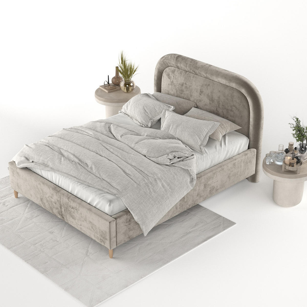 POLSTERBETT Zoya 160/200 cm Beige im Lotta Stoff - Beige/Naturfarben, Holz/Holzwerkstoff (160/200cm) - AltaBeds