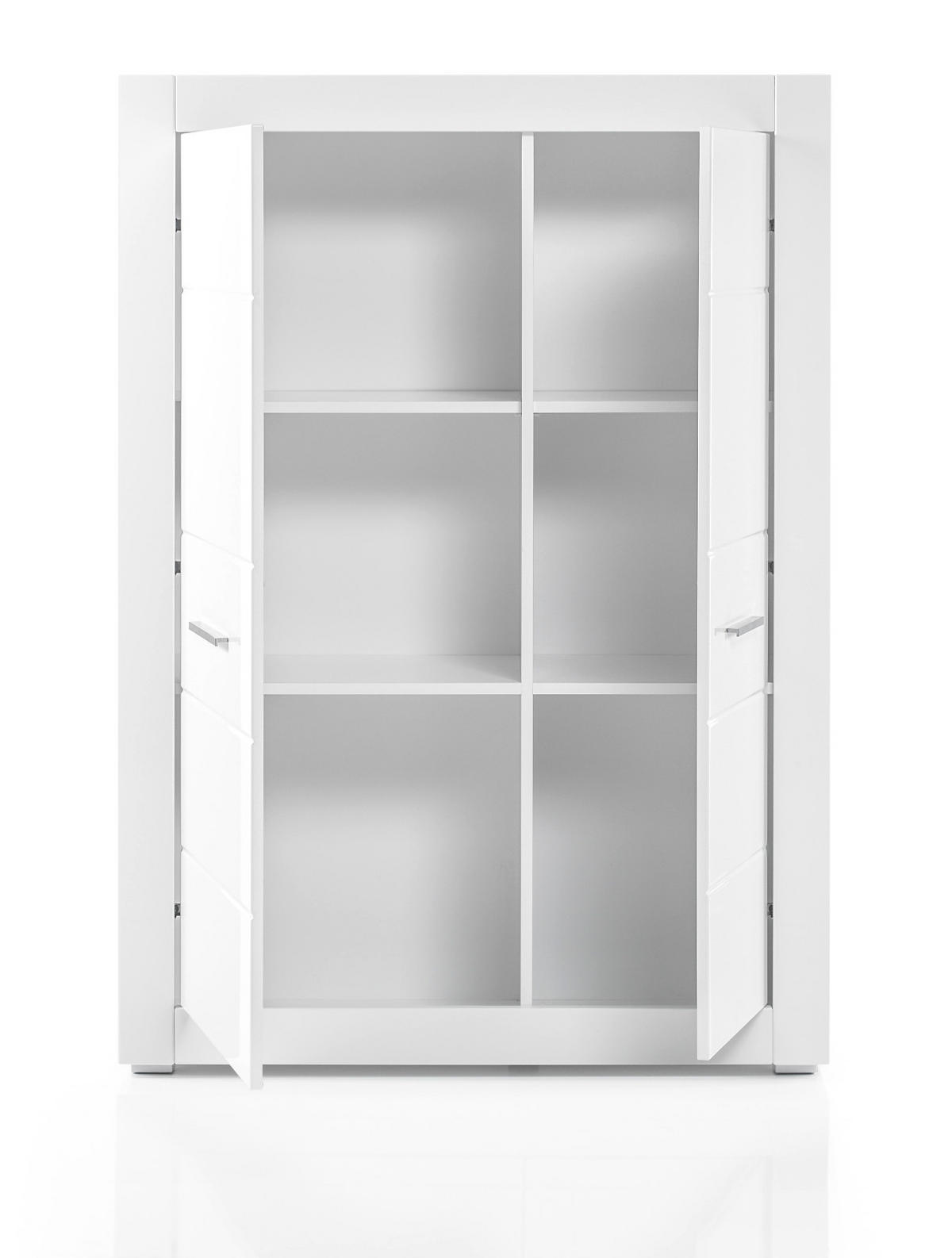 HIGHBOARD weiß Hochglanz 100 cm, Anrichte mit 6 Fächern - Chromfarben/Weiß Hochglanz, Holzwerkstoff/Kunststoff (100/142/35cm) - Furn.Design