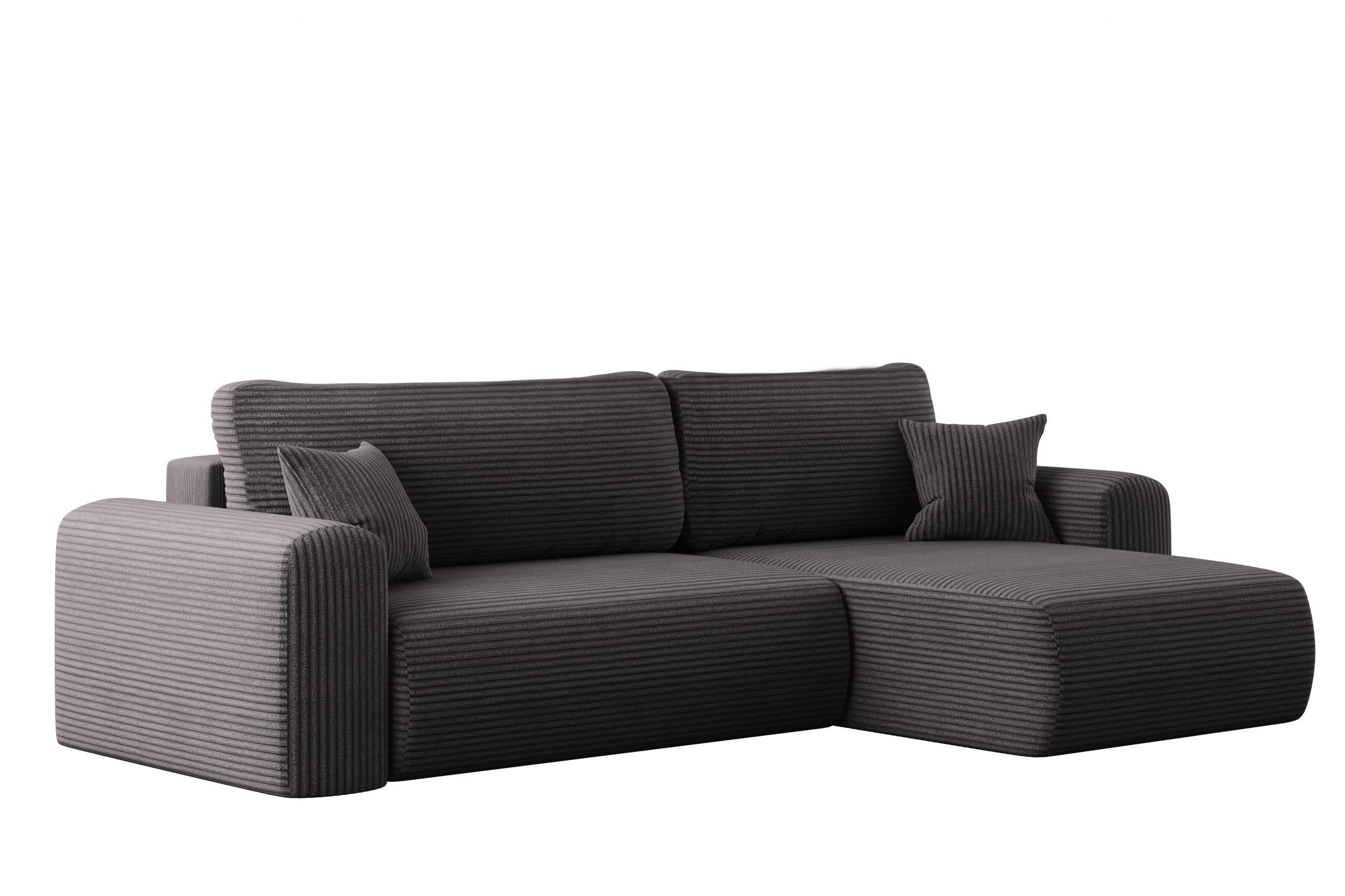 ECKSOFA Mit Schlaffunktion und Stauraum für Bettzeug Capri Stoff Poso Dunkelgrau Rechts - Dunkelgrau, Holz/Textil (272/145cm) - Kaiser Möbel
