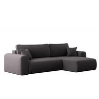 ECKSOFA Mit Schlaffunktion und Stauraum für Bettzeug Capri Stoff Poso Dunkelgrau Rechts - Dunkelgrau, Holz/Textil (272/145cm) - Kaiser Möbel
