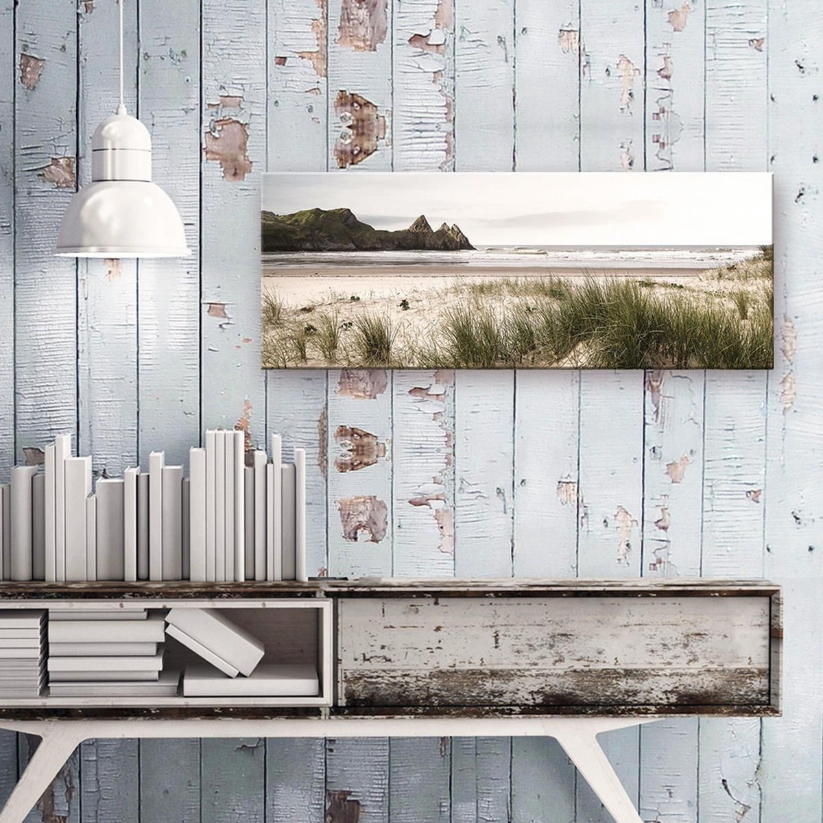 GLASBILD 80x30 cm Küstenlandschaft - Beige, Glas (80/30cm) - artissimo