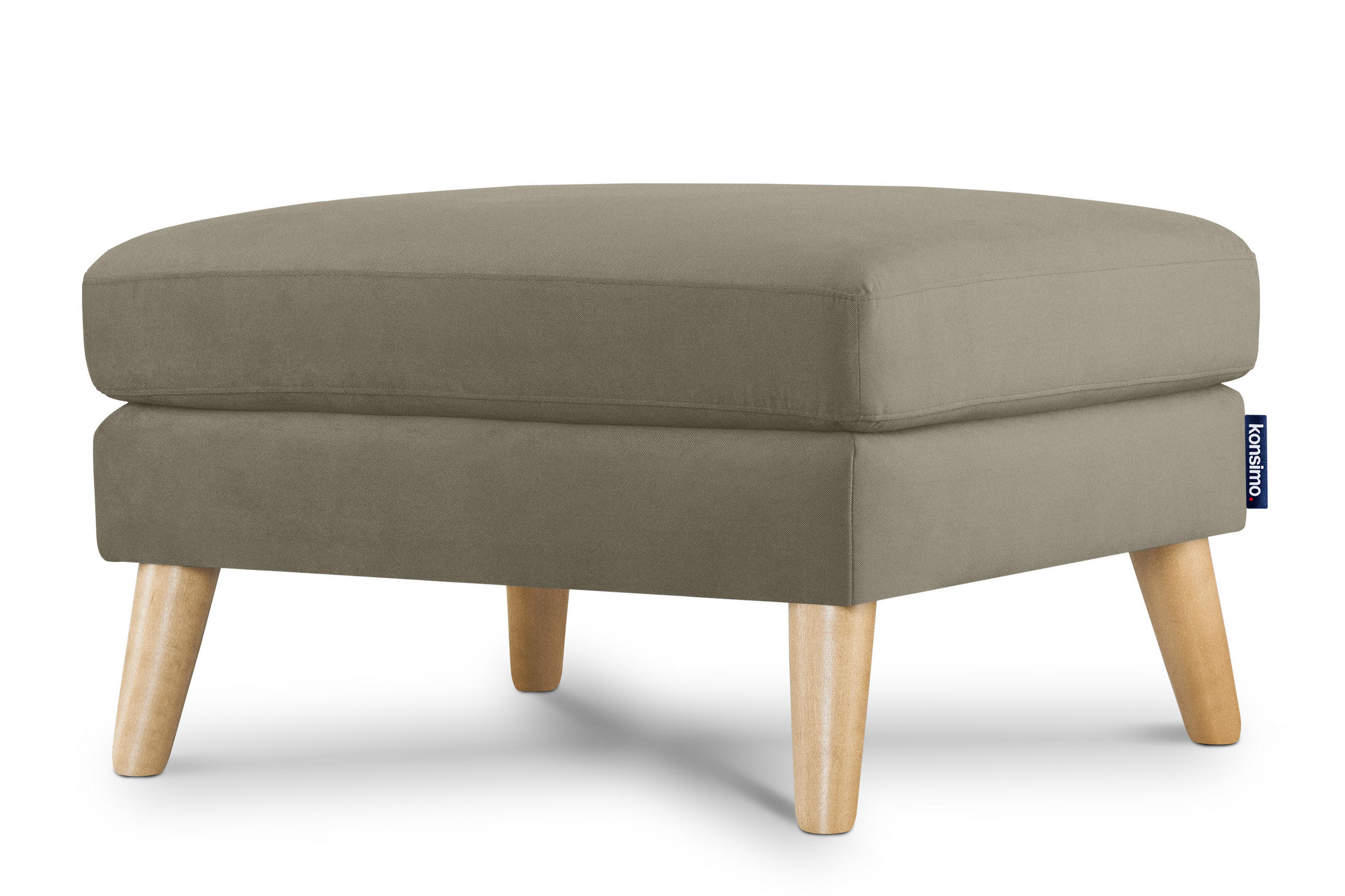 SITZHOCKER TAGIO Pouffe, beige - Beige/Braun, Buchenholz/Textil (65/46/80cm) - KONSIMO®