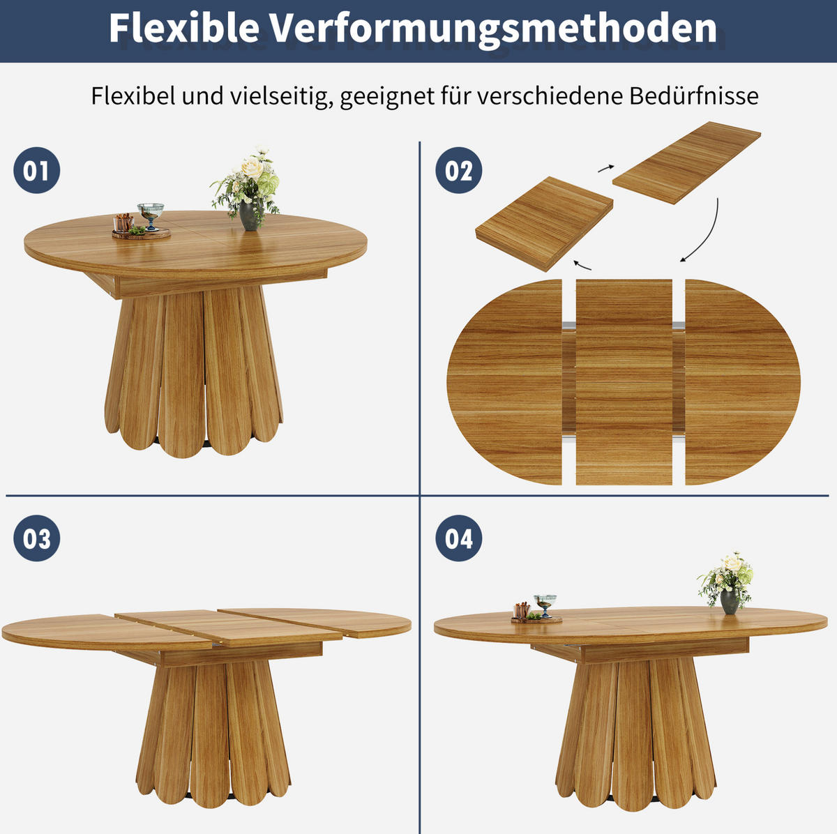 ESSTISCH 118/158/118/76,8 cm in Braun ausziehbar mit Holzoptik - Braun, Holzwerkstoff (118/118/76cm) - Flora Grace