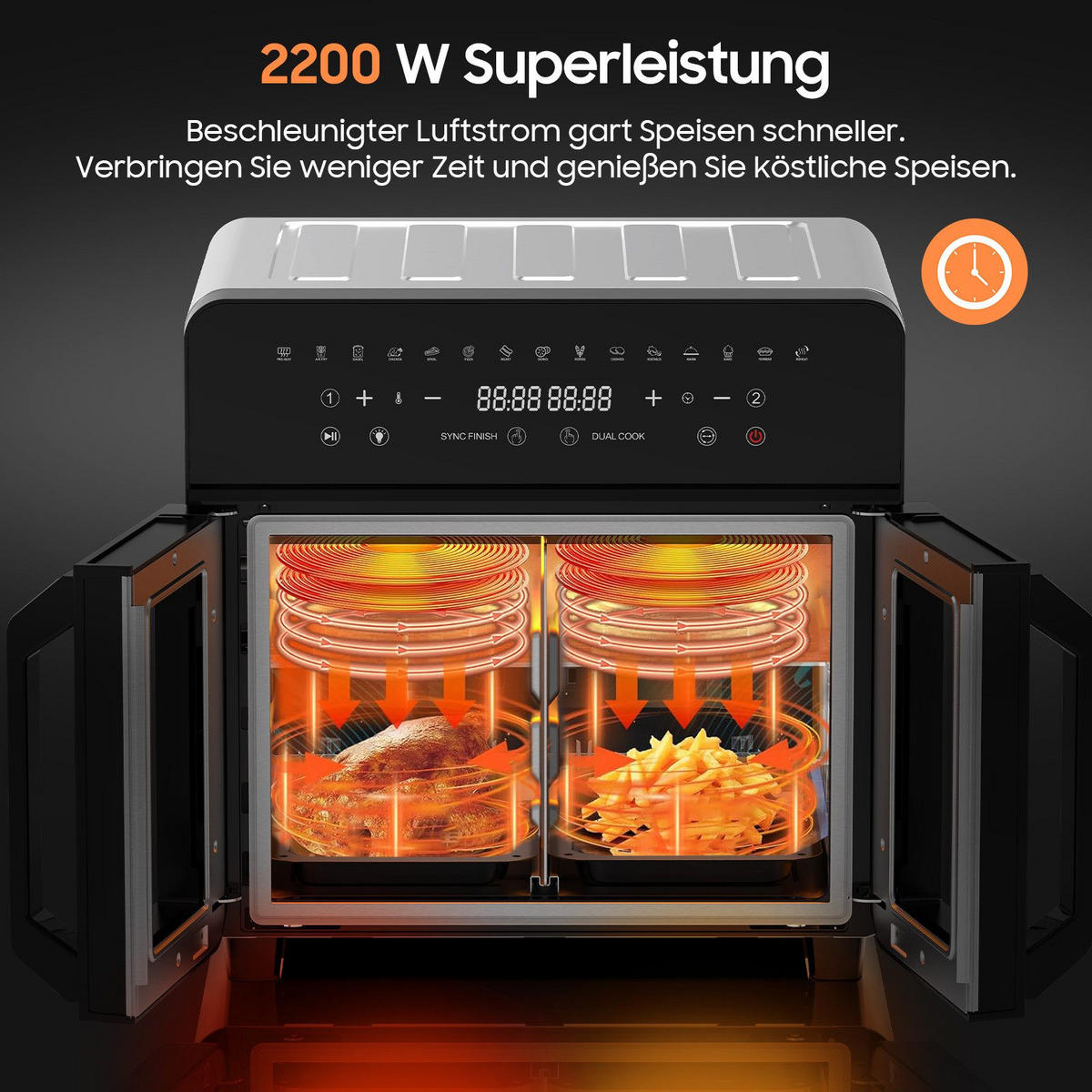 HEISSLUFTFRITTEUSE 23L - Schwarz, Metall (39.5/40/39.4cm) - Aimax