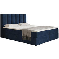 BETT Blau FOX 180x200 cm - Blau/Schwarz, Textil (180/200cm) - Sepro Meble