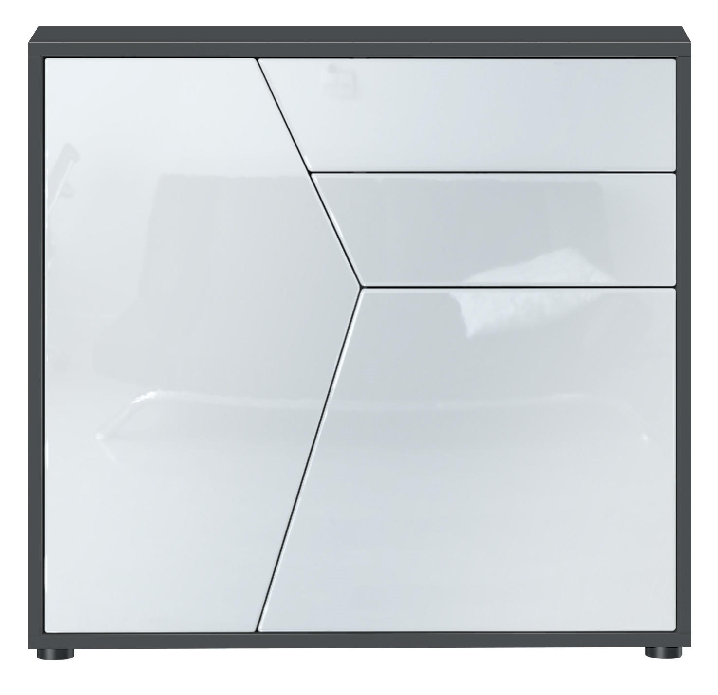 Vladon Kommode Weiß Hochglanz 79x74x36 cm