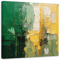 LEINWANDBILD Geometrische Abstraktion Grün Gelb 50x50cm - Grün, Textil (50/50cm) - Feeby