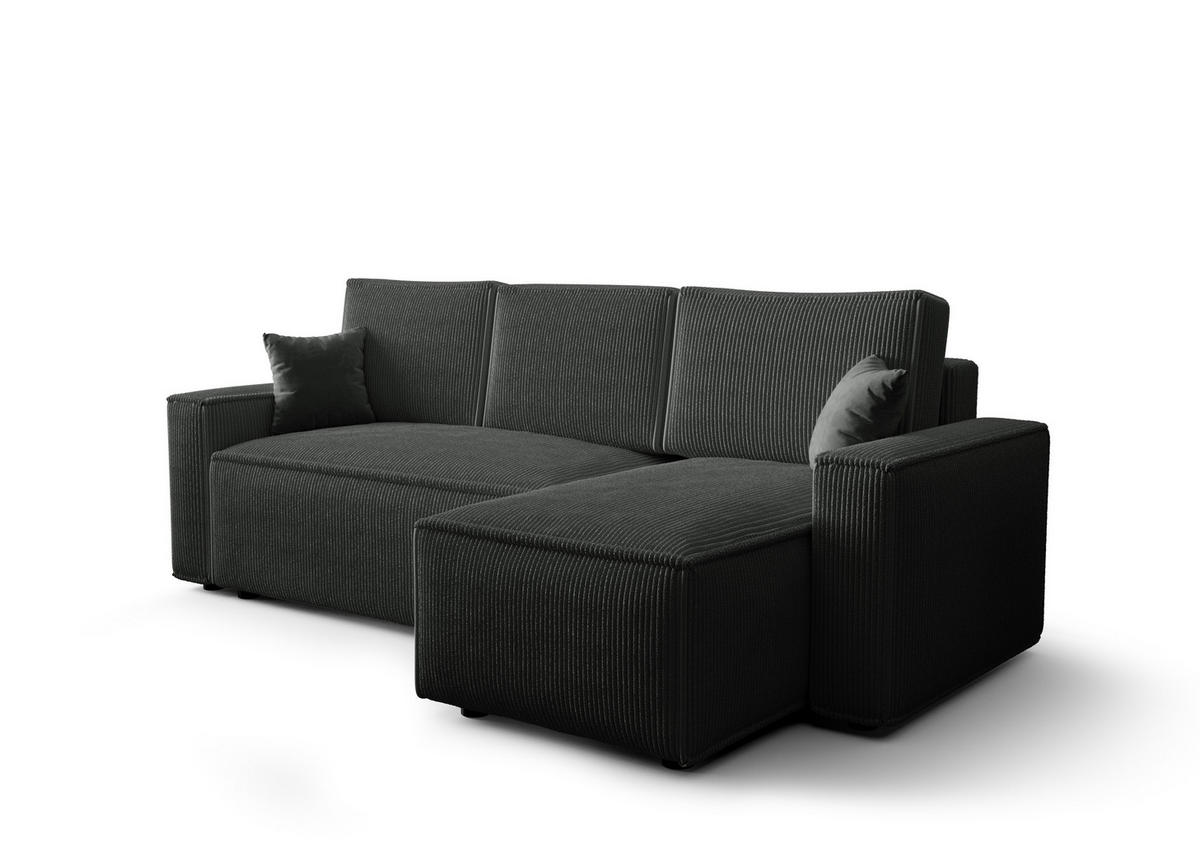ECKSOFA L AMBRO Poso 34 Rechts mit Schlaffunktion - Graphitfarben, Textil (232/143cm) - Bedante