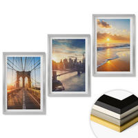 WANDBILDER 3er Set - 40x60 cm Silberner Rahmen - Brücken, Sonnenuntergänge, Stadt - Silberfarben, Kunststoff (40/60cm) - ArtPrintCave