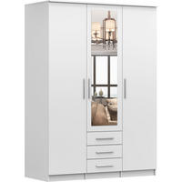 DREHTÜRENSCHRANK - RUTH 3D WEIß - Weiß, Holzwerkstoff/Metall (150/210/64cm) - Möblo