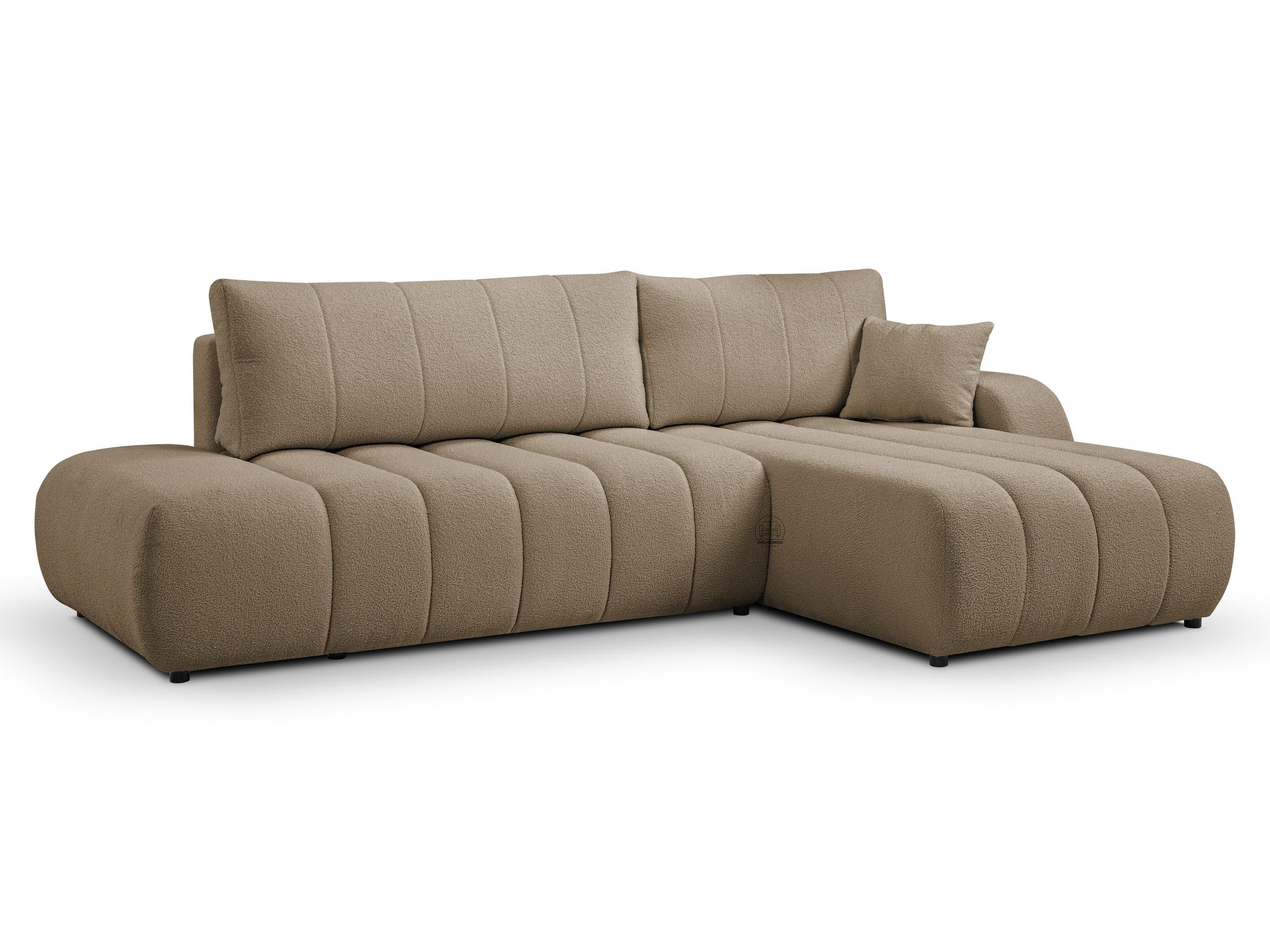 ECKSOFA BALOO L-förm, Schlaffunktion, hohe Funktionalität, komfortable Sitzfläche, lose Rückenkissen, freistehend, RECHTS 276x176x88 cm Brown - Braun, Holz/Textil (276/176cm) - DomoHome
