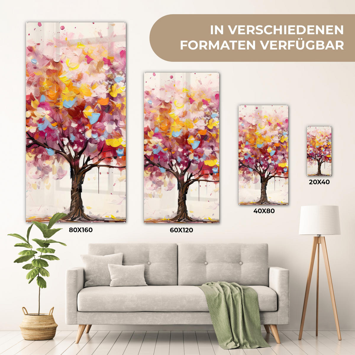 OBRAZ NA AKRYLOVOM SKLE Akvarel - Strom - Umenie - Abstraktné 60x120 cm - viacfarebná, sklo (60/120cm) - MuchoWow