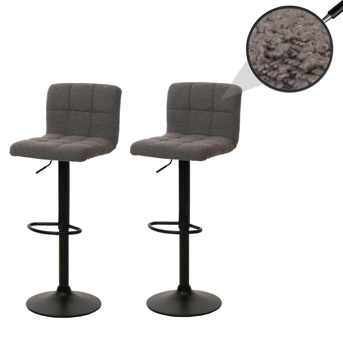 BARHOCKER Grau 2er-Set - Grau, Textil (38/107/41cm) - MCW