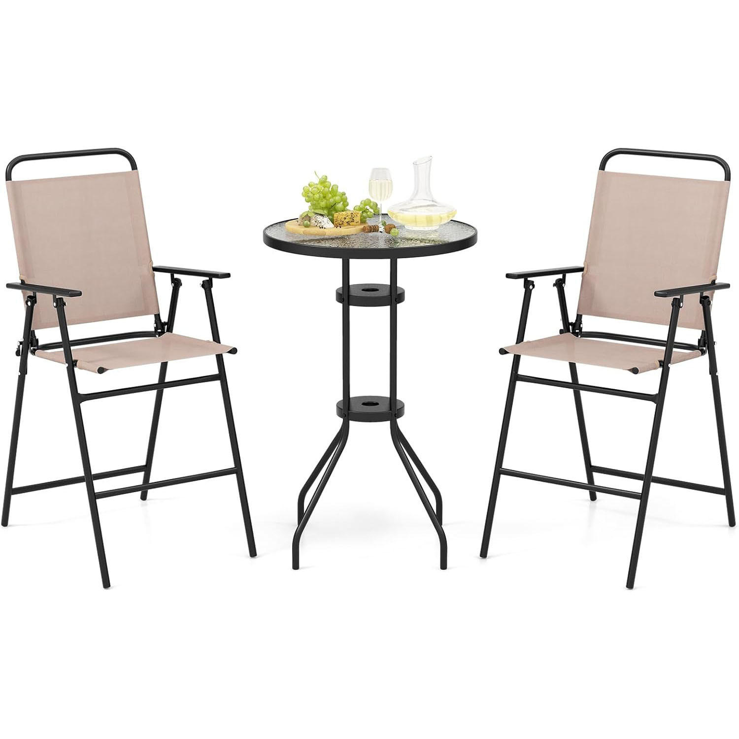 BARPALL SET Beige (3 delar) - Beige, Textil - COSTWAY