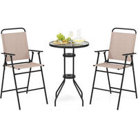 BARPALL SET Beige (3 delar) - Beige, Textil - COSTWAY