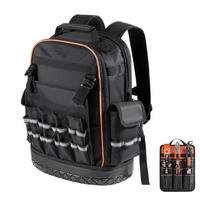 WERKZEUGTASCHE 64 Fächer Laptopfach Hartboden für Elektriker Handwerker - Schwarz, Metall (10/10/10cm) - Raelunyi