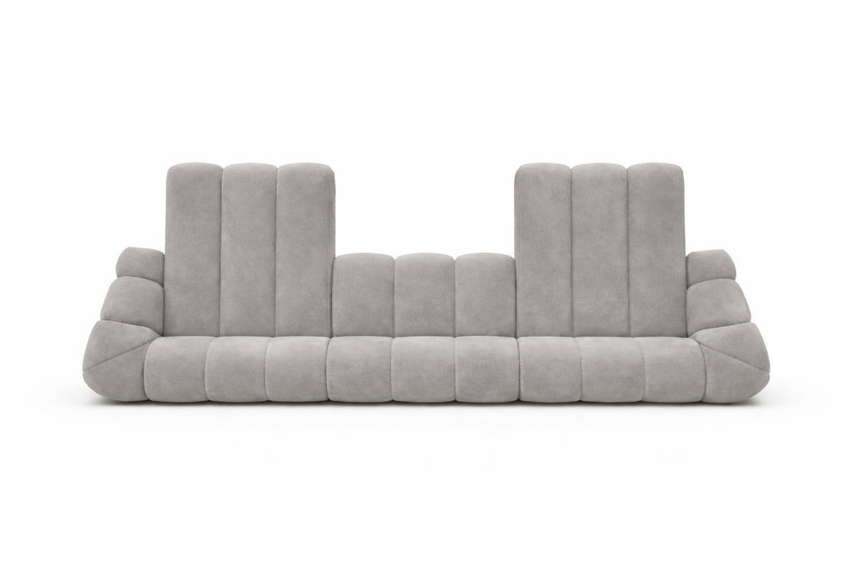 ECKSOFA Modulare U-Form, Veloursstoff Bluvel, Grau, CROISSANT U - Grau, Holz (413/72/190cm) - Kaiser Möbel