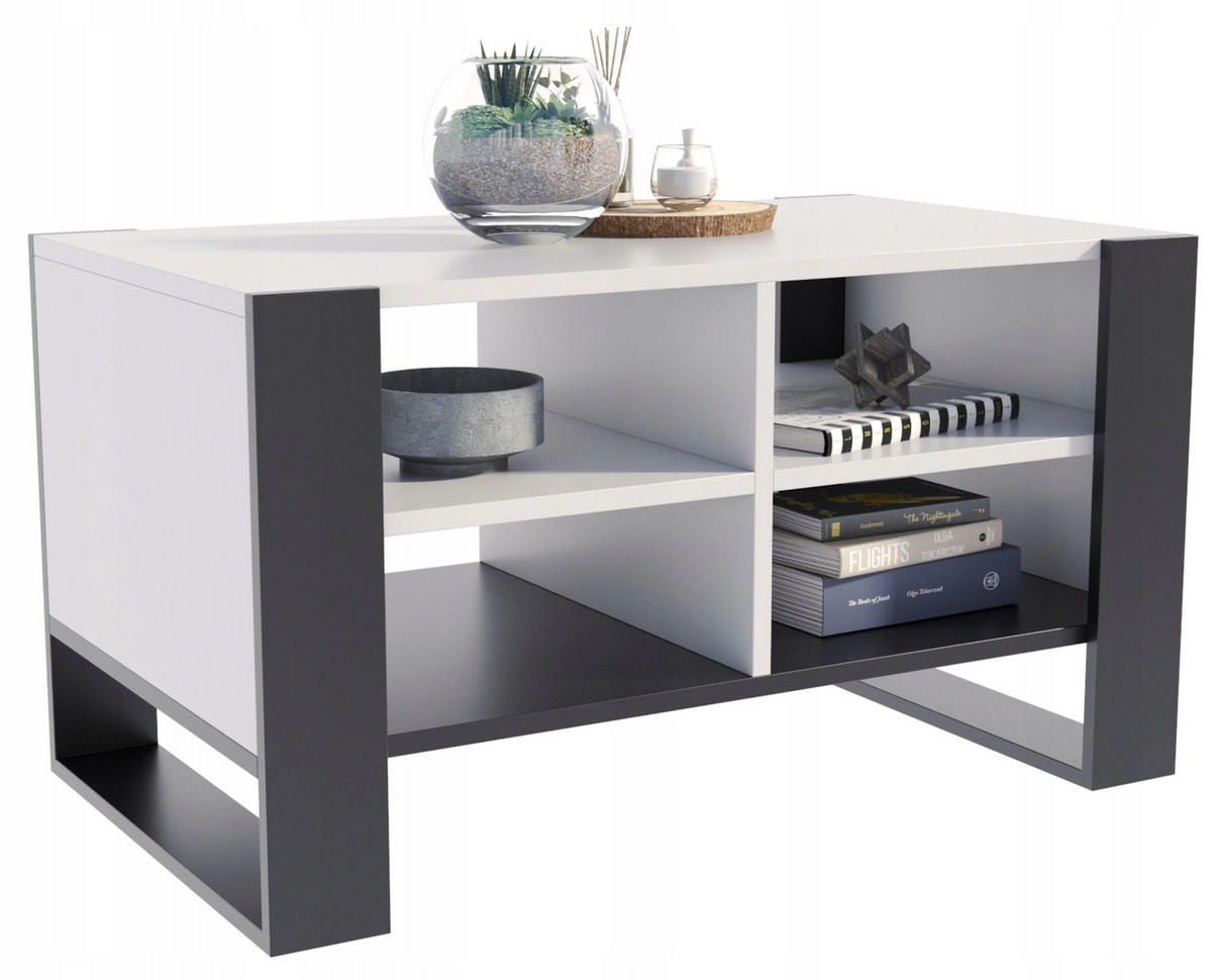 COUCHTISCH FIGA Weiß-Schwarz 100/53,6/50 cm - Multicolor, Holzwerkstoff (53.6/100/50cm) - Matkam Möbel