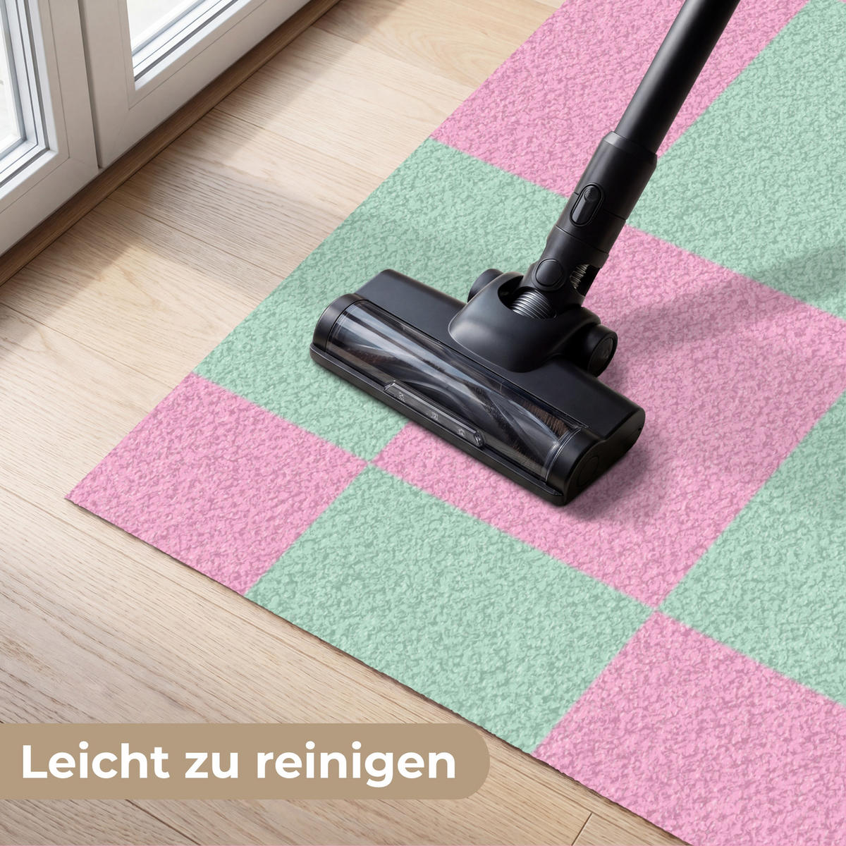 FUSSMATTE Schachbrettmuster - Grün - Rosa - Würfel Fußabtreter 180x120 cm - Mintgrün, Kunststoff (180/120cm) - MuchoWow
