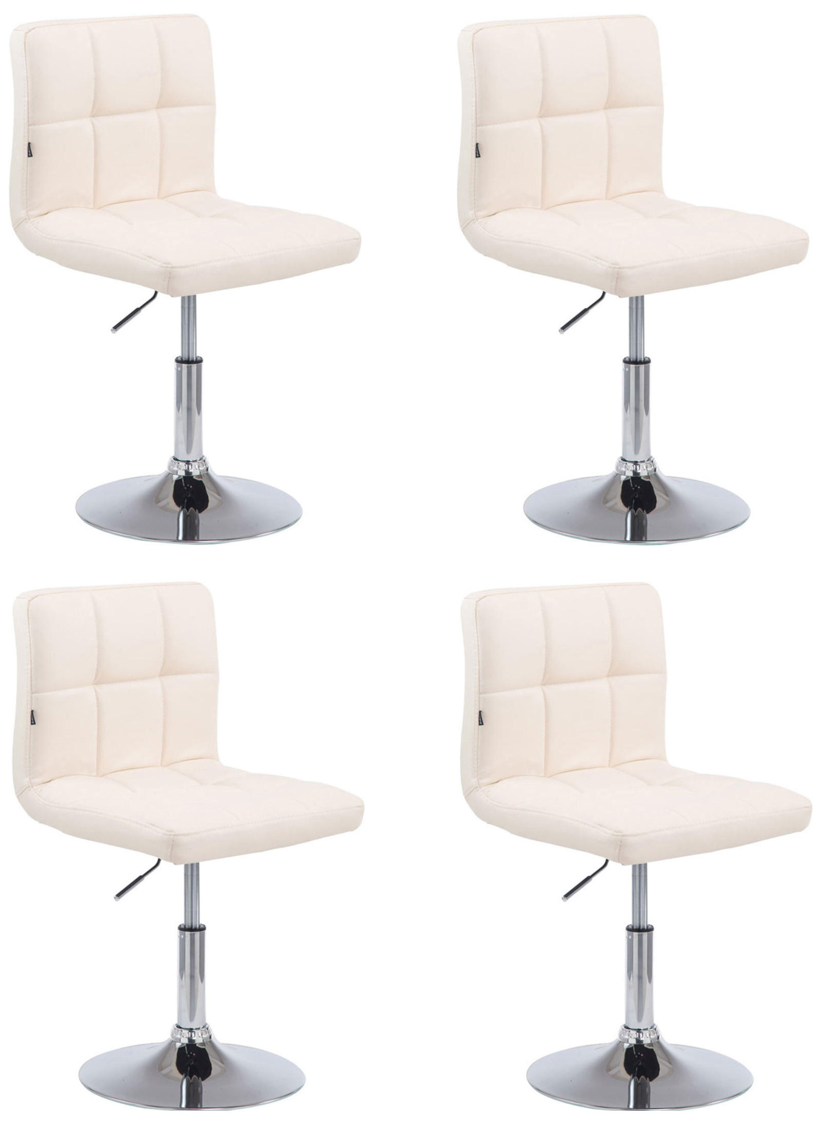 DREHSTUHL 4er Set Lederlook creme - Chromfarben/Creme, Textil/Metall (44/74/49cm) - CLP