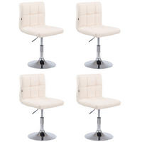 DREHSTUHL 4er Set Lederlook creme - Chromfarben/Creme, Textil/Metall (44/74/49cm) - CLP