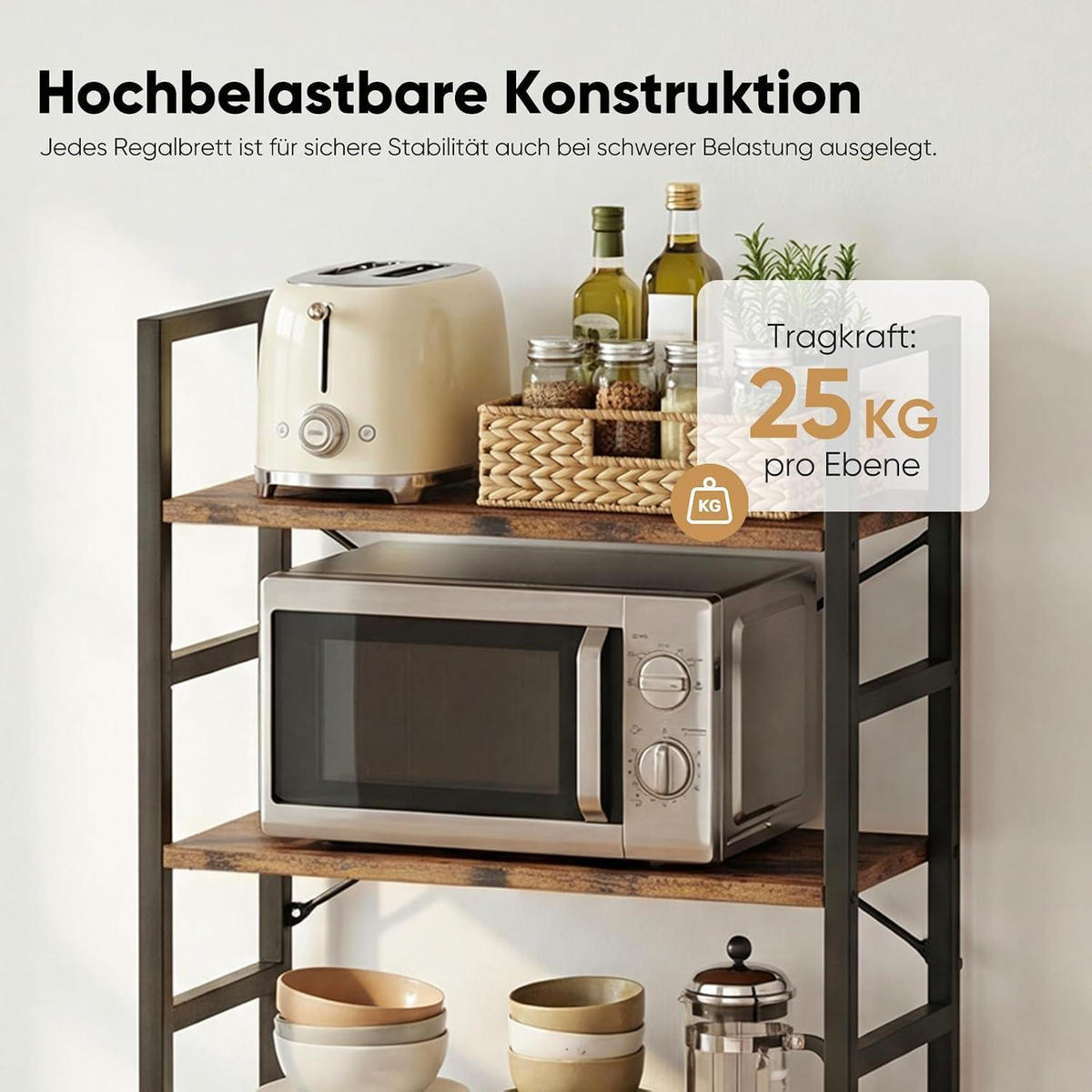 STANDREGAL 5 Ebenen Schwarz 60 x 34 x 158 cm - Schwarz, Holzwerkstoff (34/158/60cm)