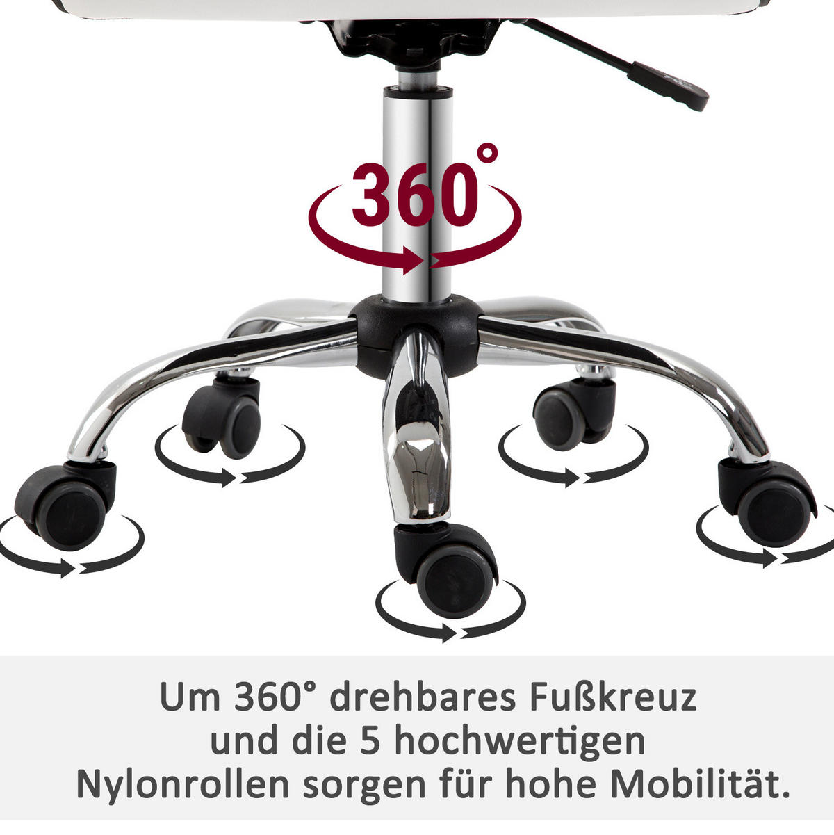 SALONSTUHL höhenverstellbar 48 x 52 x 78-90 cm Kunstleder White - Weiß, Metall (52/90/48cm) - Meubliv